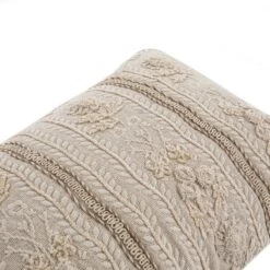 Maison Neutral Sophia Jute Lace Embroidered Cushion -Daals HW CUSH MAISON SOPHIA detail1