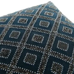 Luxe Collection Ottavia Beaded Teal Cotton Velvet Cushion 11 Luxe Collection Ottavia Beaded Teal Cotton Velvet Cushion -Daals HW CUSH OTTAVIA45 detail2