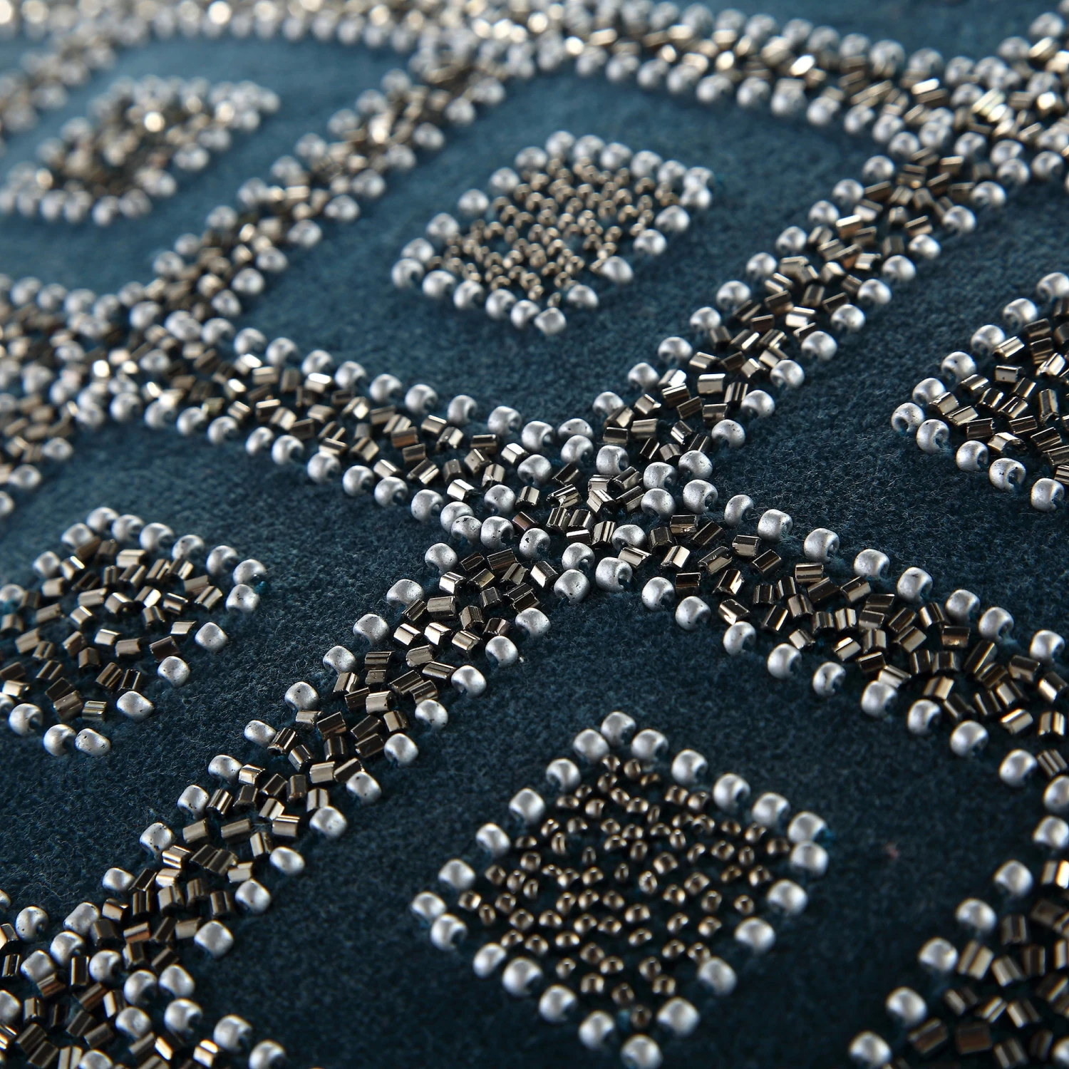 Luxe Collection Ottavia Beaded Teal Cotton Velvet Cushion 5 Luxe Collection Ottavia Beaded Teal Cotton Velvet Cushion - Image 5