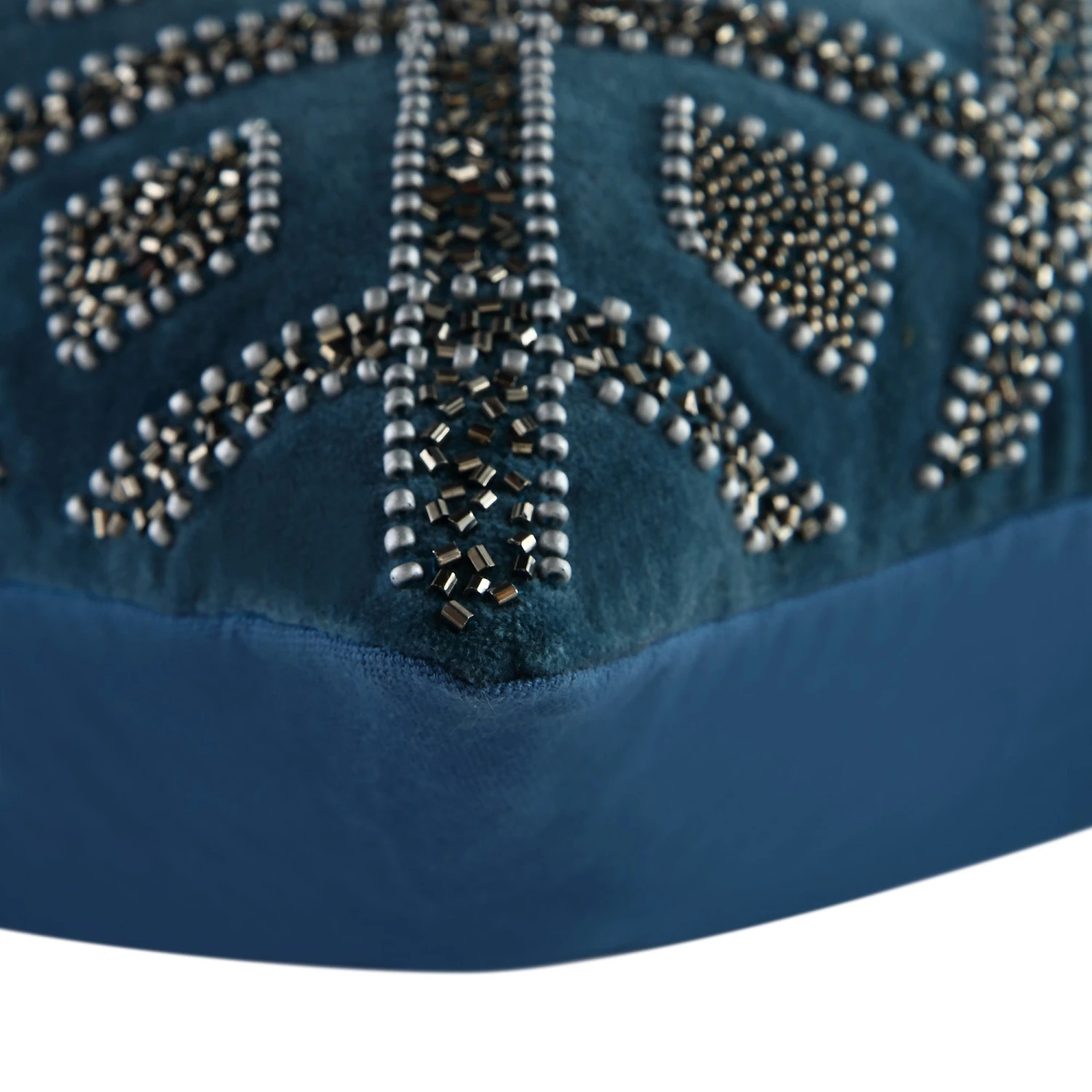 Luxe Collection Ottavia Beaded Teal Cotton Velvet Cushion 6 Luxe Collection Ottavia Beaded Teal Cotton Velvet Cushion - Image 6