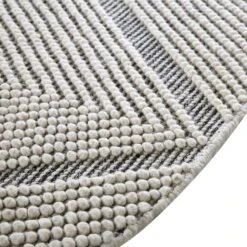 Avanti Handwoven Salt And Pepper Diamond Bobble Wool Round Rug -Daals KI AVANTI ROUND DIAM detail5