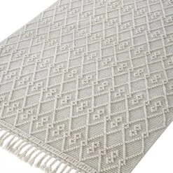 Avanti Handwoven Cream Bobble Wool Rug -Daals KI AVANTI RUG WH detail1