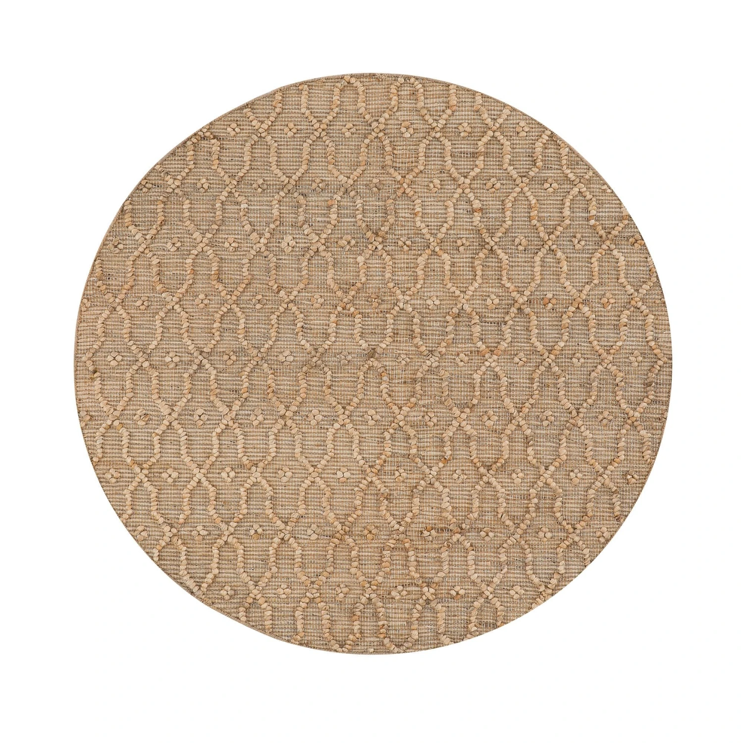 Casablanca Trellis Handwoven & Knotted Natural Jute Round Rug 1 Casablanca Trellis Handwoven & Knotted Natural Jute Round Rug