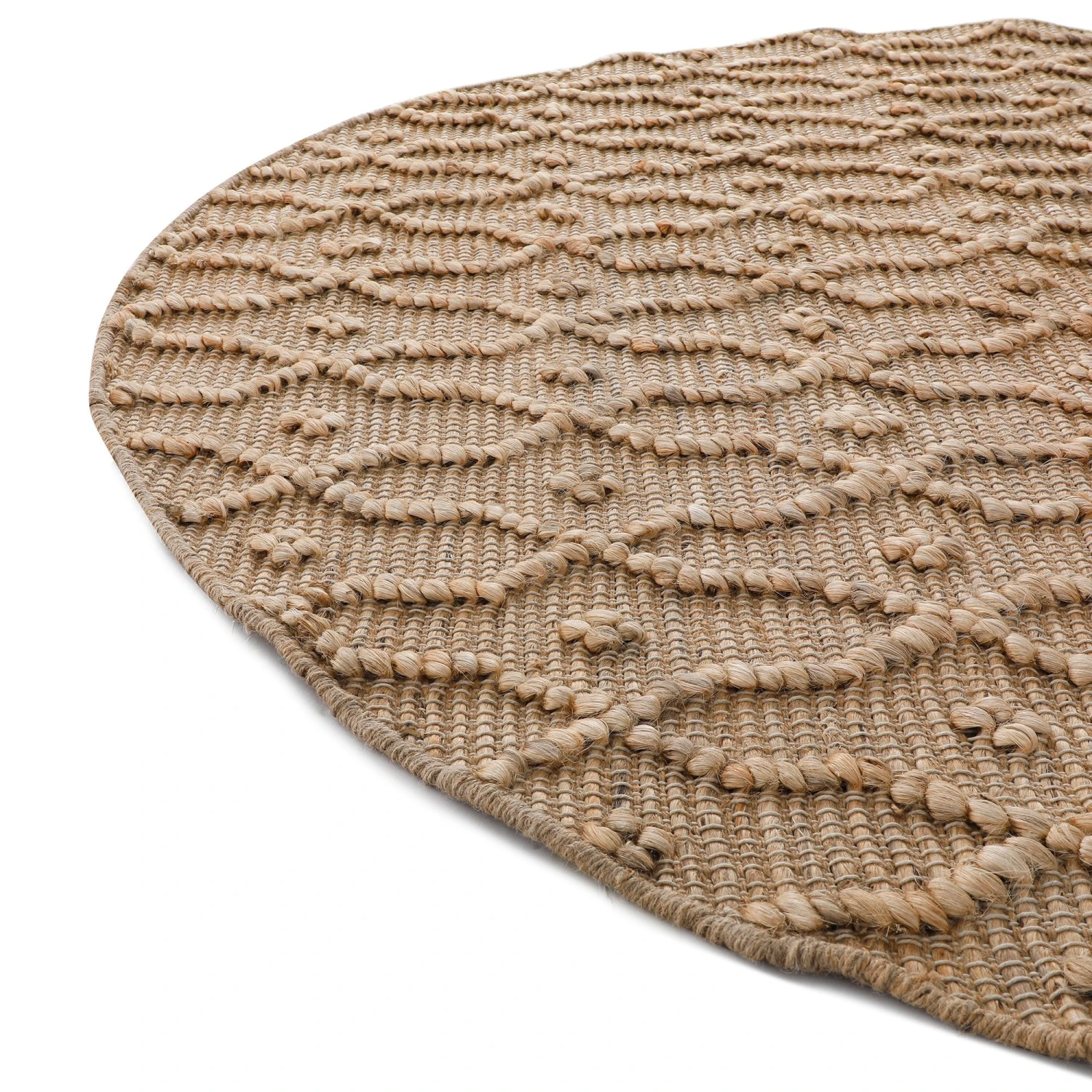 Casablanca Trellis Handwoven & Knotted Natural Jute Round Rug 4 Casablanca Trellis Handwoven & Knotted Natural Jute Round Rug - Image 4