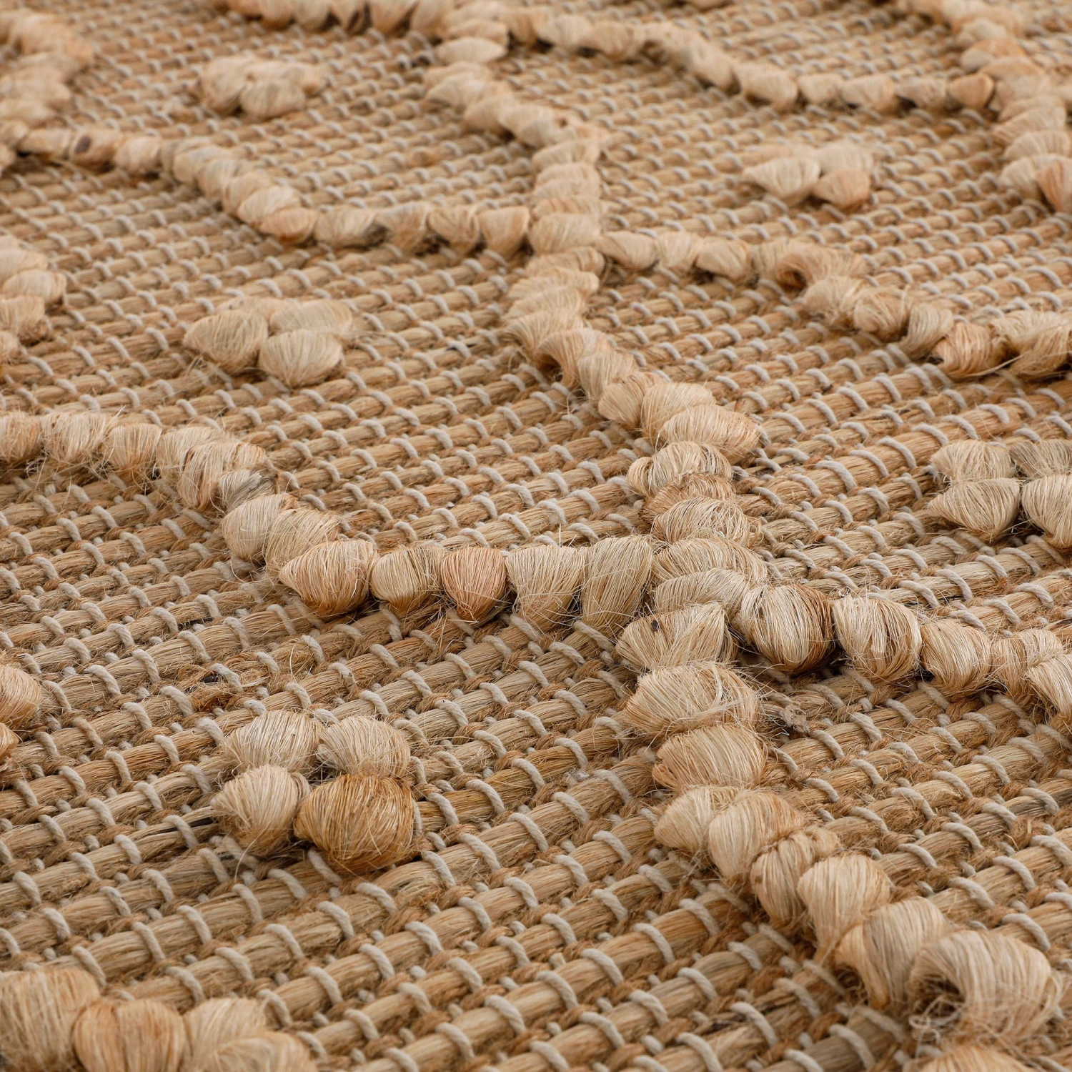 Casablanca Trellis Handwoven & Knotted Natural Jute Round Rug 5 Casablanca Trellis Handwoven & Knotted Natural Jute Round Rug - Image 5