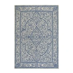 Eden Blue Leaf Traditional Hand Tufted Wool Rug -Daals KI EDEN RUG WB1