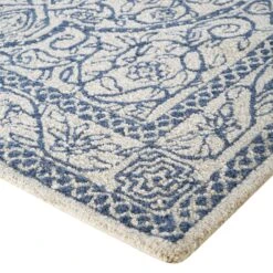 Eden Blue Leaf Traditional Hand Tufted Wool Rug -Daals KI EDEN RUG detail2