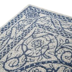 Eden Blue Leaf Traditional Hand Tufted Wool Rug -Daals KI EDEN RUG detail3