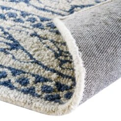 Eden Blue Leaf Traditional Hand Tufted Wool Rug -Daals KI EDEN RUG detail6