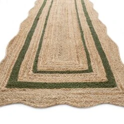 Evie Hand Braided Jute Scallop Green Runner -Daals KI EVIE RUG GREEN RUNNER detail2