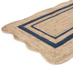Evie Hand Braided Jute Scallop Navy Blue Runner -Daals KI EVIE RUG NAVY RUNNER detail3