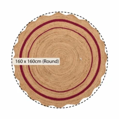 Evie Hand Braided Jute Scallop Scarlet Red Round Rug -Daals KI EVIE RUG RED ROUND CHART