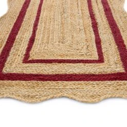 Evie Hand Braided Jute Scallop Scarlet Red Runner -Daals KI EVIE RUG RED RUNNER detail2