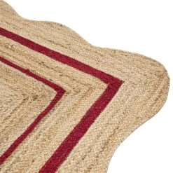 Evie Hand Braided Jute Scallop Scarlet Red Border Rectangular Rug -Daals KI EVIE RUG RED detail2