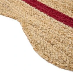 Evie Hand Braided Jute Scallop Scarlet Red Border Rectangular Rug -Daals KI EVIE RUG RED detail3