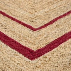 Evie Hand Braided Jute Scallop Scarlet Red Border Rectangular Rug -Daals KI EVIE RUG RED detail4