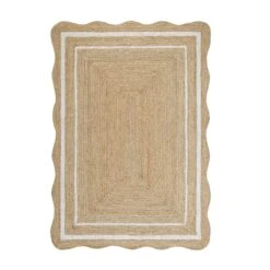 Evie Hand Braided Jute Scallop Rectangular Rug