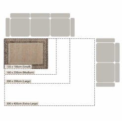 Ezri Border Brown Handwoven Wool & Jute Rug -Daals KI EZRI RUG CHART