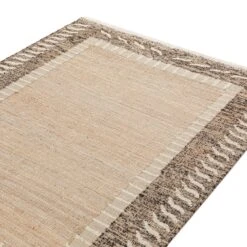 Ezri Border Brown Handwoven Wool & Jute Rug -Daals KI EZRI RUG detail1