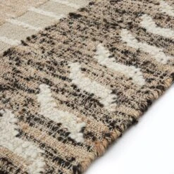 Ezri Border Brown Handwoven Wool & Jute Rug -Daals KI EZRI RUG detail3