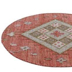 Farah Kilim Traditional Handwoven Wool & Jute Deep Red Round Rug -Daals KI FARAH RUG KILIM ROUND detail2