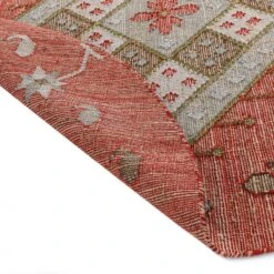 Farah Kilim Traditional Handwoven Wool & Jute Deep Red Round Rug -Daals KI FARAH RUG KILIM ROUND detail4