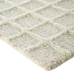 Harlem Cream Wool And Jute Checkered Hand Tufted Rectangular Rug -Daals KI HARLEM RUG detail2
