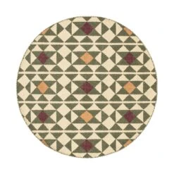 Kamala Geometric Handwoven Wool Round Rug