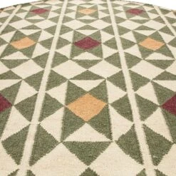 Kamala Geometric Handwoven Wool Round Rug -Daals KI KAMALA RUG ROUND detail2