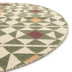Kamala Geometric Handwoven Wool Round Rug -Daals KI KAMALA RUG ROUND detail3