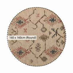Matalya Kilim Handwoven Wool & Jute Cream Round Rug -Daals KI MATALYA RUG KILIM ROUND CHART