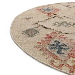 Matalya Kilim Handwoven Wool & Jute Cream Round Rug -Daals KI MATALYA RUG KILIM ROUND detail2