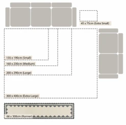 Matilda Blue Scallop Border Handwoven Wool Runner -Daals KI MATILDA RUG BLUE RUNNER CHART