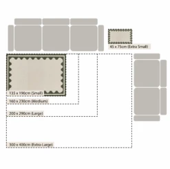 Matilda Olive Green Scallop Border Handwoven Wool Rug -Daals KI MATILDA RUG OLIVE CHART