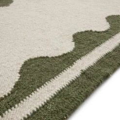 Matilda Olive Green Scallop Border Handwoven Wool Runner 12 Matilda Olive Green Scallop Border Handwoven Wool Runner -Daals KI MATILDA RUG OLIVE RUNNER detail4