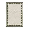Matilda Olive Green Scallop Border Handwoven Wool Rug