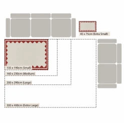 Matilda Scarlet Red Scallop Border Handwoven Wool Rug -Daals KI MATILDA RUG SCARLET CHART