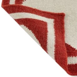 Matilda Scarlet Red Scallop Border Handwoven Wool Runner -Daals KI MATILDA RUG SCARLET RUNNER detail5