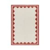 Matilda Scarlet Red Scallop Border Handwoven Wool Rug