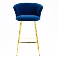 Kylie Set Of 2 Blue Velvet Bar Stools -Daals MB222BLUEVEL P WB3