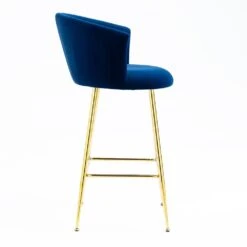 Kylie Set Of 2 Blue Velvet Bar Stools -Daals MB222BLUEVEL P WB4