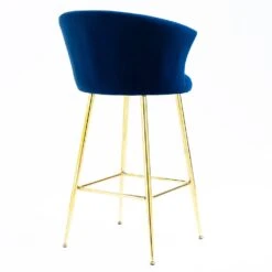 Kylie Set Of 2 Blue Velvet Bar Stools -Daals MB222BLUEVEL P WB5