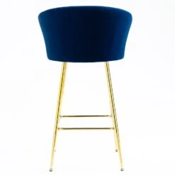 Kylie Set Of 2 Blue Velvet Bar Stools -Daals MB222BLUEVEL P WB6