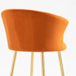 Kylie Set Of 2 Orange Velvet Bar Stools -Daals MB222ORANGEVEL P detail3
