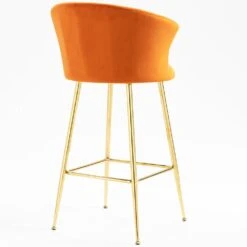 Kylie Set Of 2 Orange Velvet Bar Stools -Daals MB222ORANGEVEL P scene4
