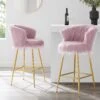 Kylie Set Of 2 Pink Plush Shaggy Faux Fur Bar Stools