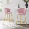 Kylie Set Of 2 Pink Velvet Bar Stools
