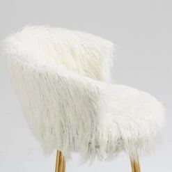 Kylie Set Of 2 White Plush Shaggy Faux Fur Bar Stools -Daals MB222WHITEPLUSH P scene2