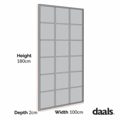 Chardwell Full Length Industrial Metal Window Mirror 180 X 100 Cm, Antique Gold Effect -Daals MIRR 005 CHART 1