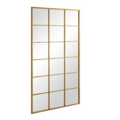 Chardwell Full Length Industrial Metal Window Mirror 180 X 100 Cm, Antique Gold Effect -Daals MIRR 005 GOLD WB2
